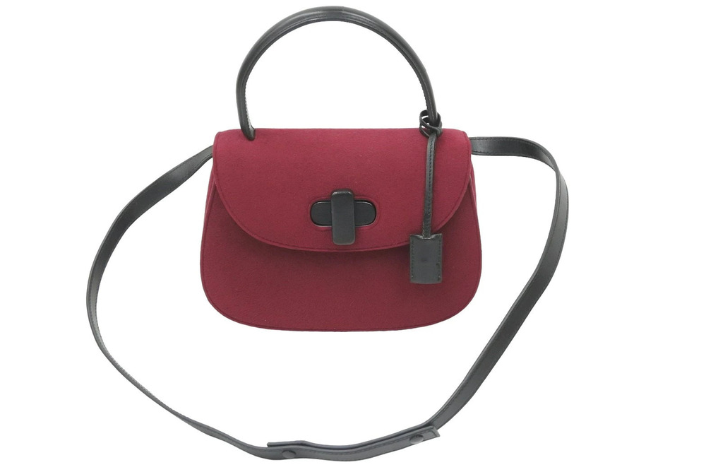 Gucci bag handbag shoulder suede leather Burgundy Red